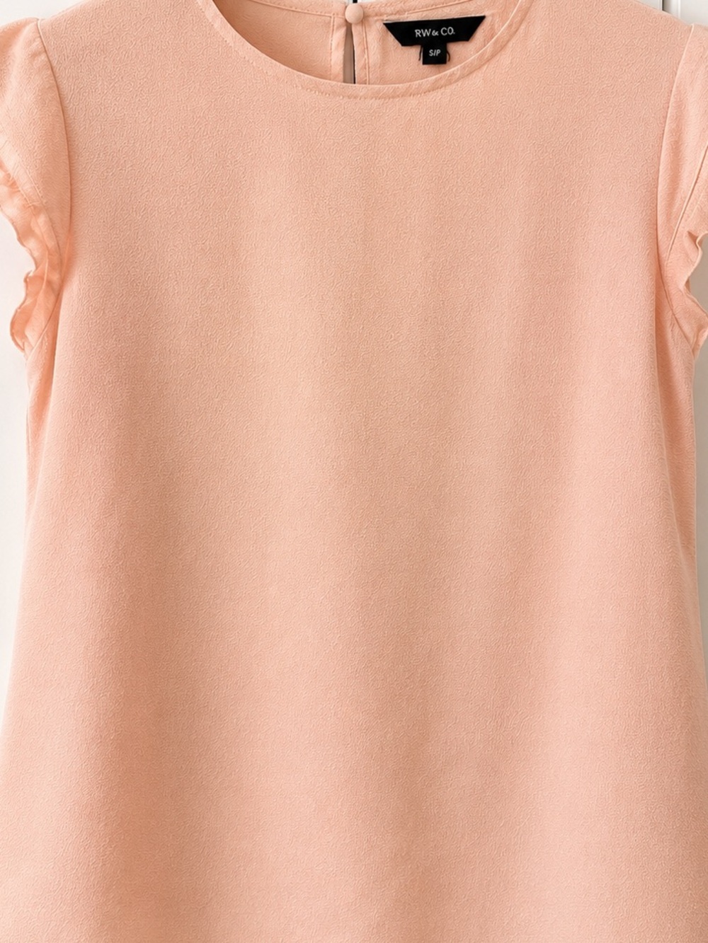 RW&CO. Peach Ruffle Neck Blouse